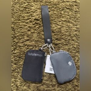 NWT Lululemon Black and Gray Dual Pouch Wristlet